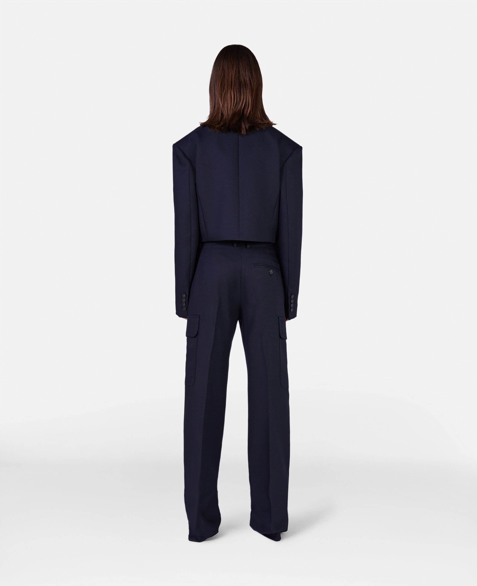 Stella Mccartney Pressed-crease Cargo-pocket Straight Trousers In Black