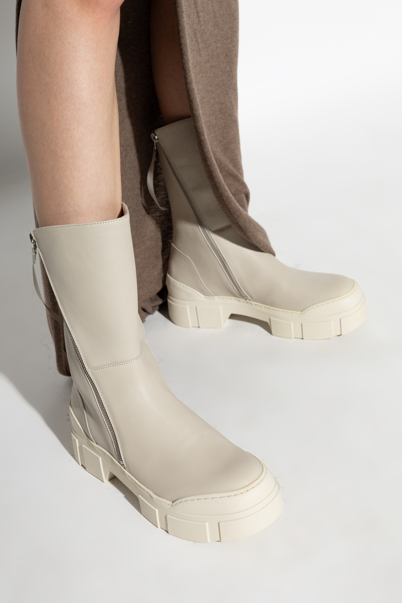 Shop Vic Matie Leather Boots In Nude