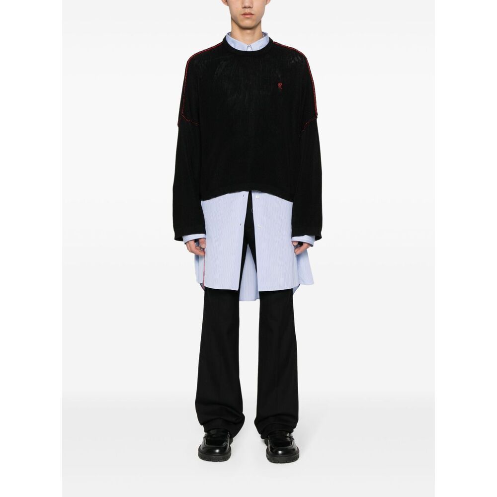 Maison Margiela Herringbone-pattern Wool Trousers In Black
