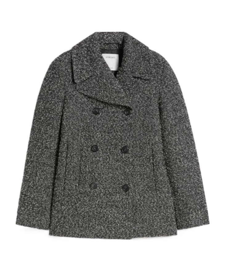 Sportmax Double-breasted Wool Heavy Jacket - Black In Gray