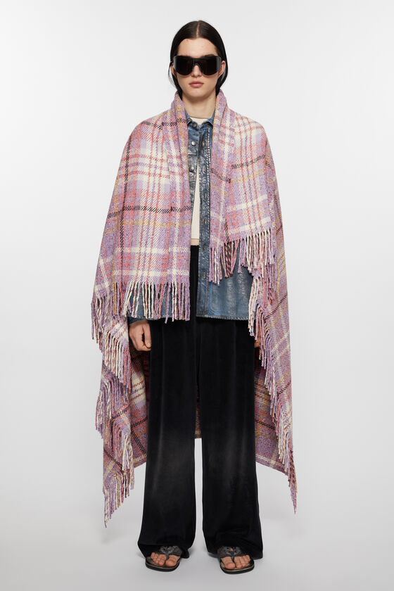 Acne Studios Plaid Knitted Scarf In Pink