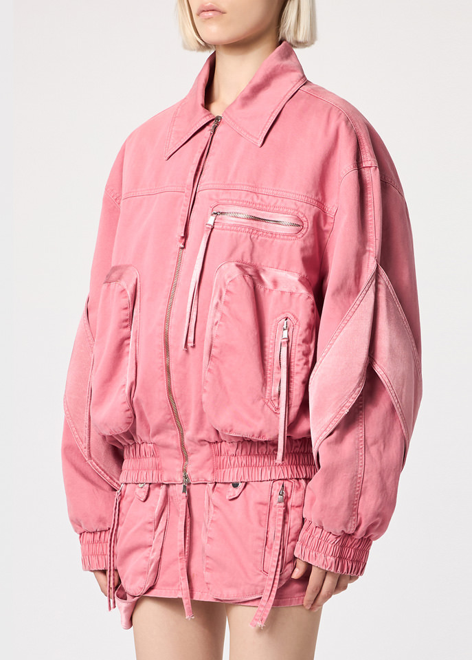 Blumarine Satin-inserts Bomber Jacket In Pink