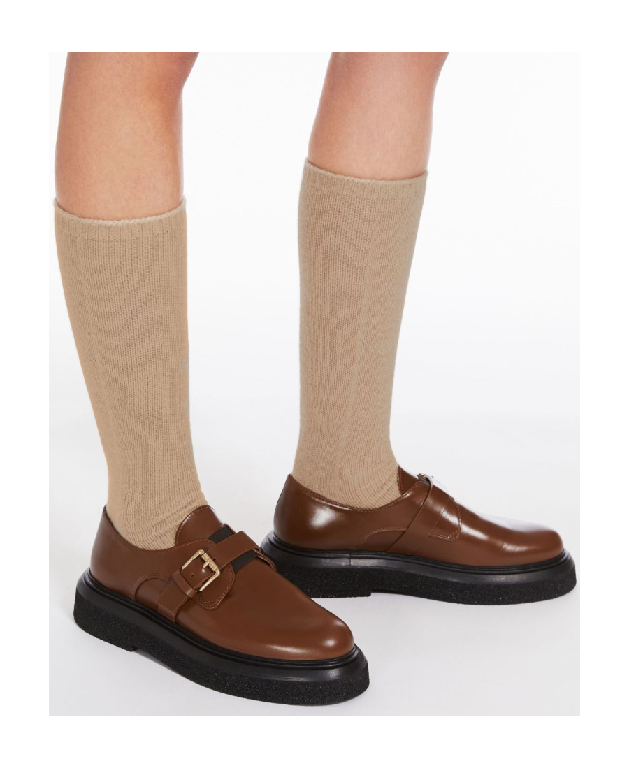 Max Mara Round-headed Love Shoes In Brown
