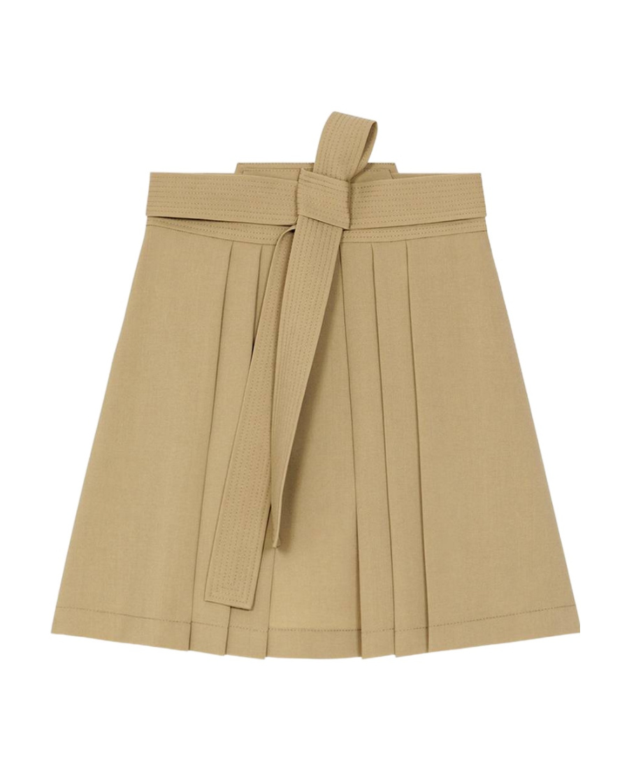 Kenzo Pleated Virgin-wool Miniskirt In Nude