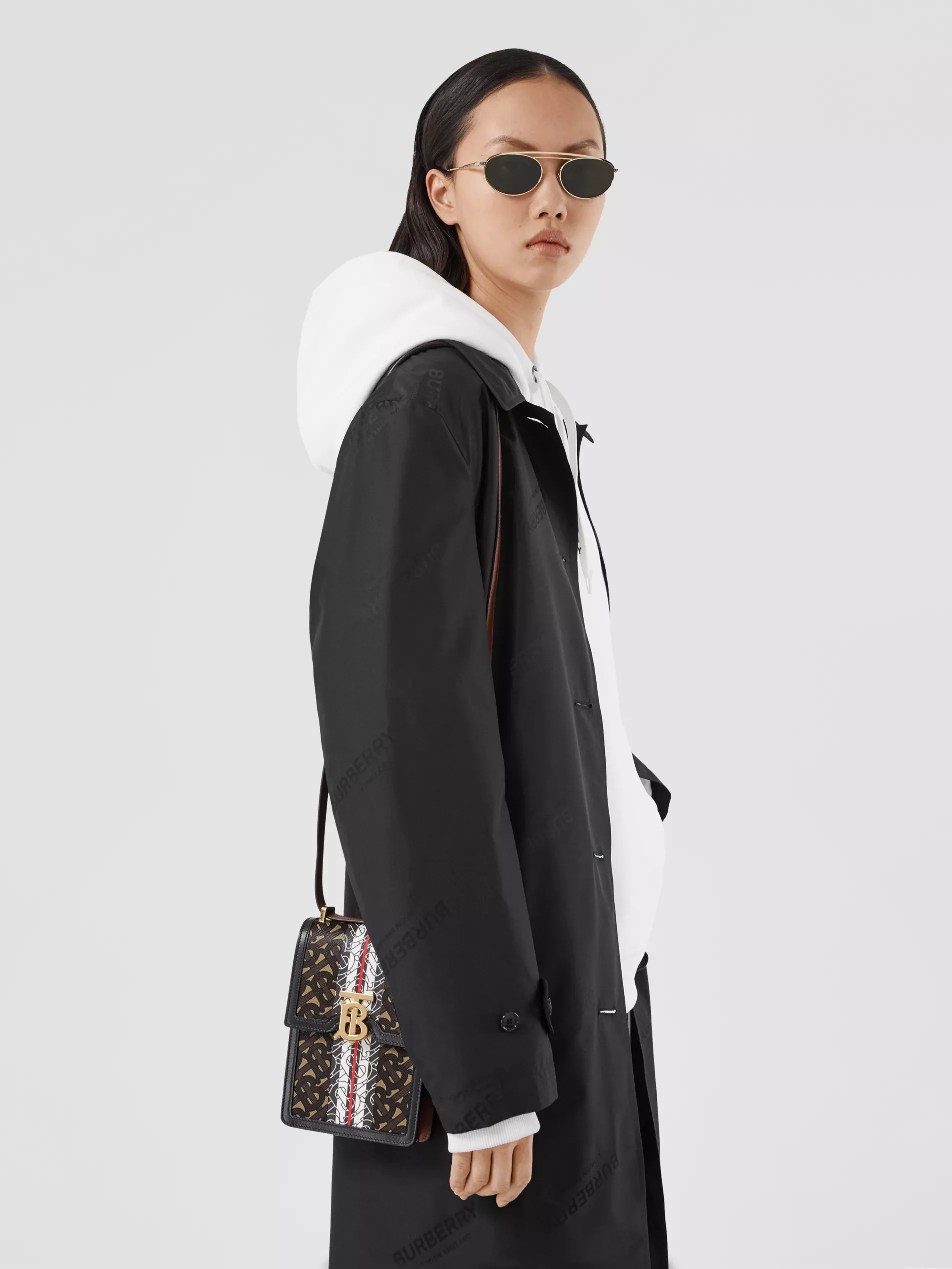 Burberry Robin Monogram Stripe Crossbody Bag In Black
