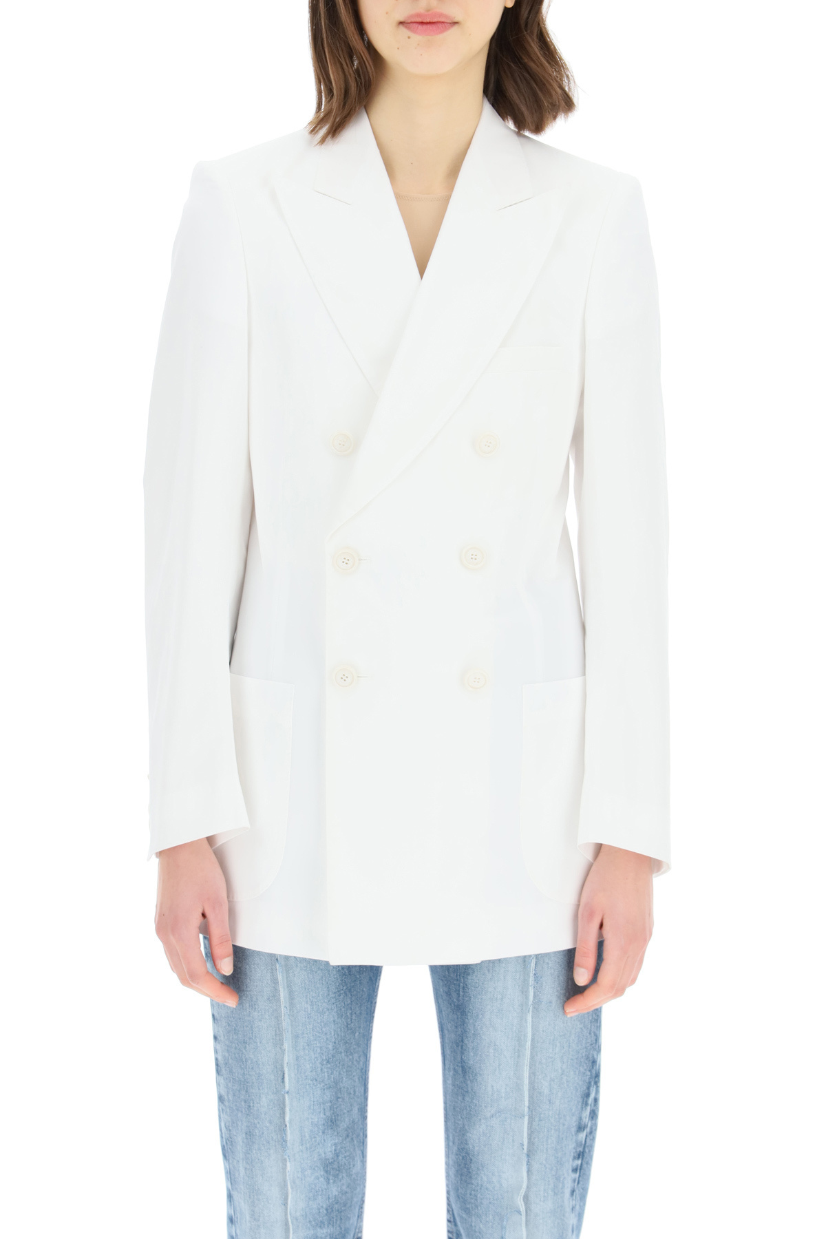 Maison Margiela Double-breasted Tailored Blazer In White