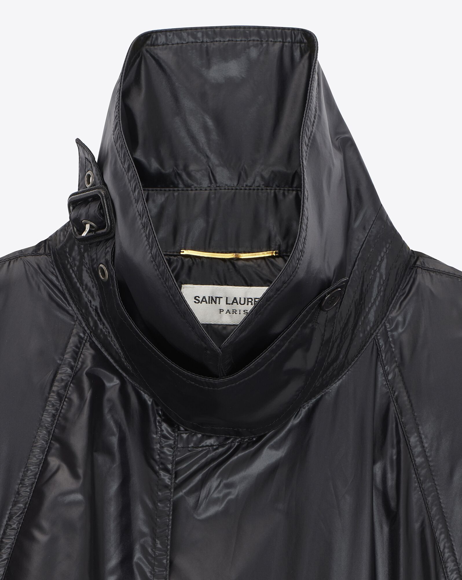 Saint Laurent Shoulder-pad Oversized Trench Coat In Black