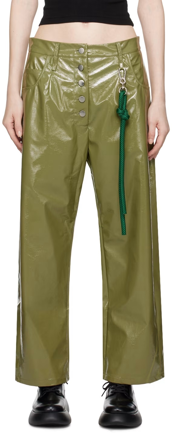 Song For The Mute Green Straight-fit Faux-leather Trousers