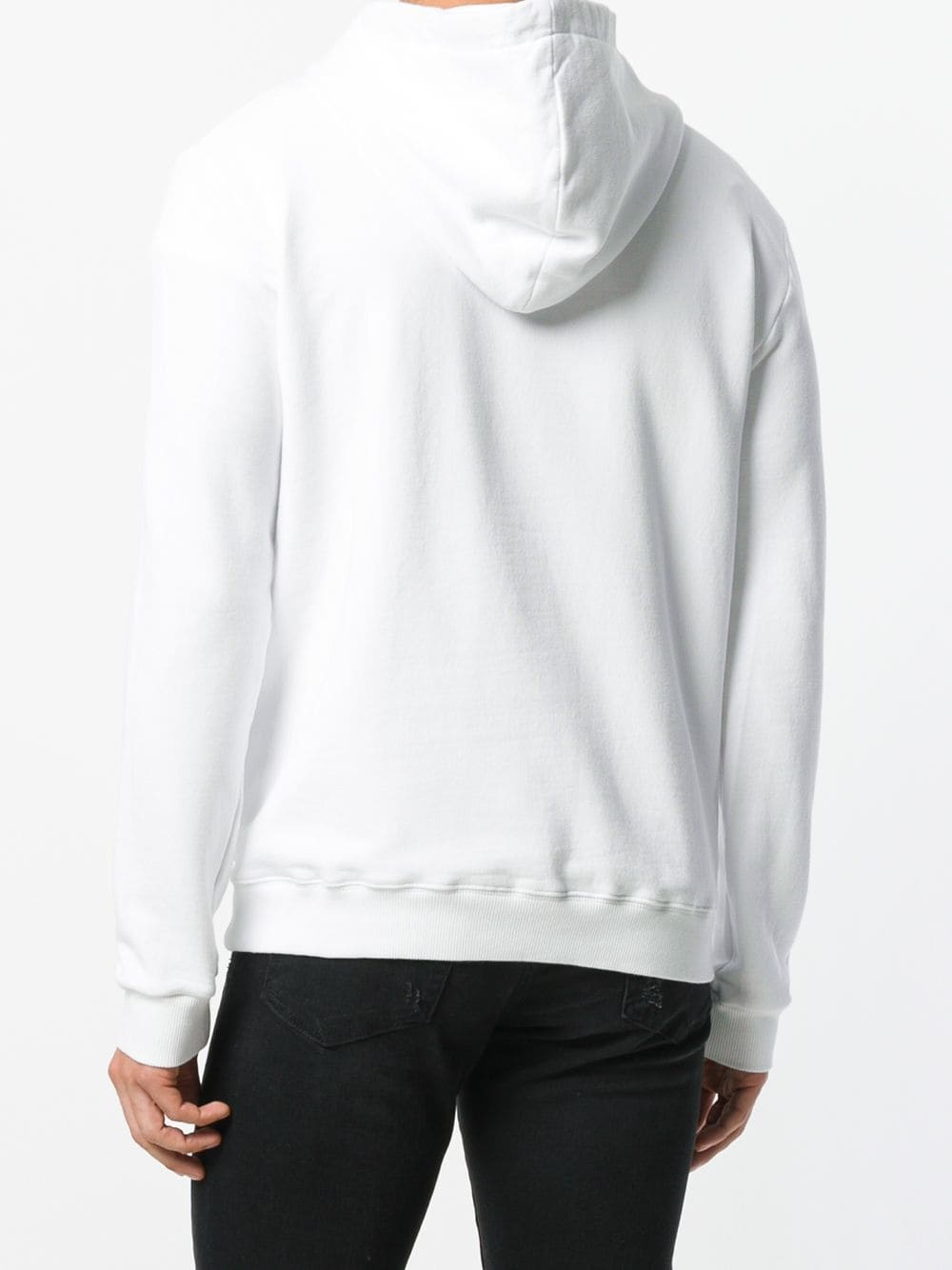 Saint Laurent Signature Logo Cropped Hooded Sweatshirt In White