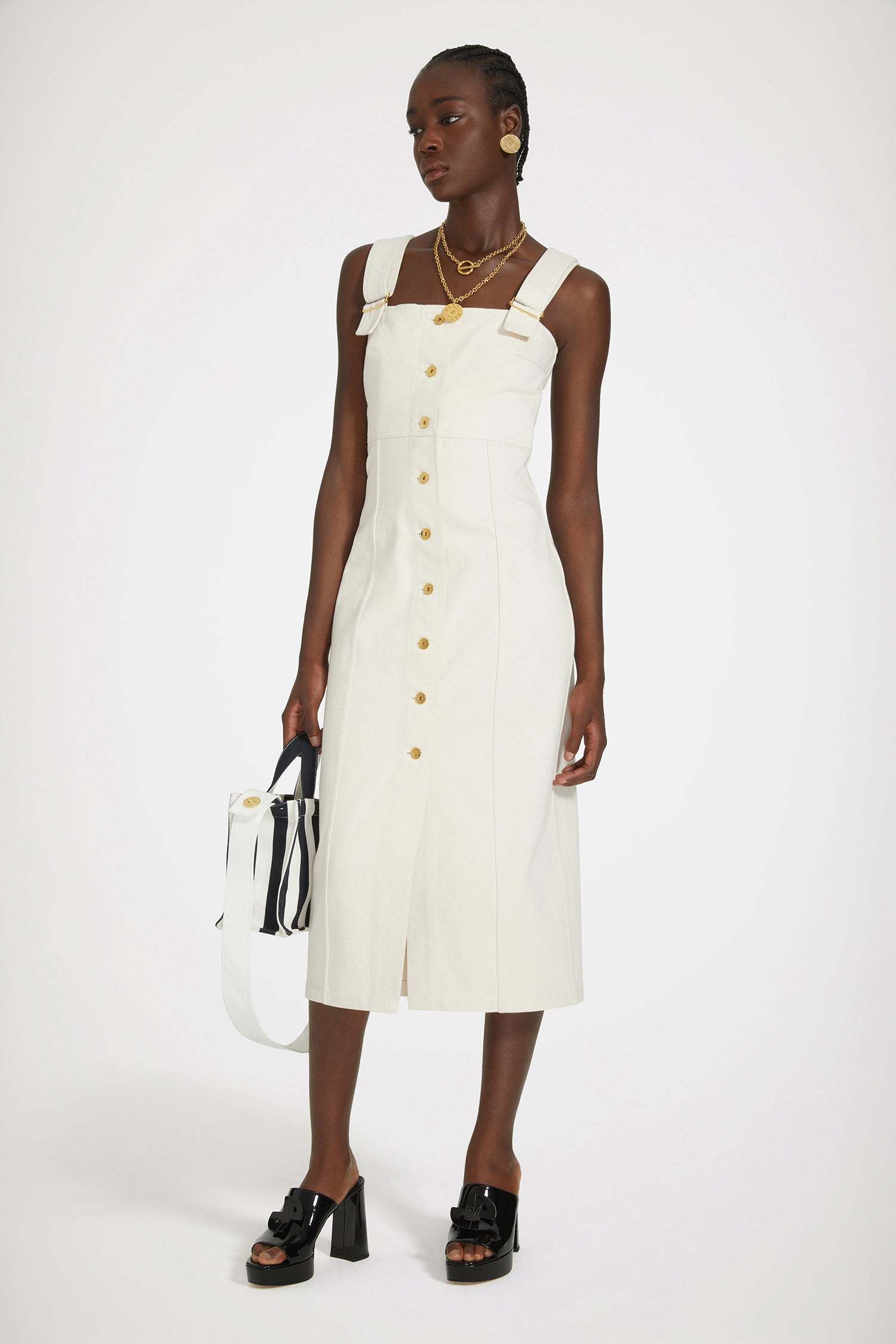 Patou Denim Midi Dress In White