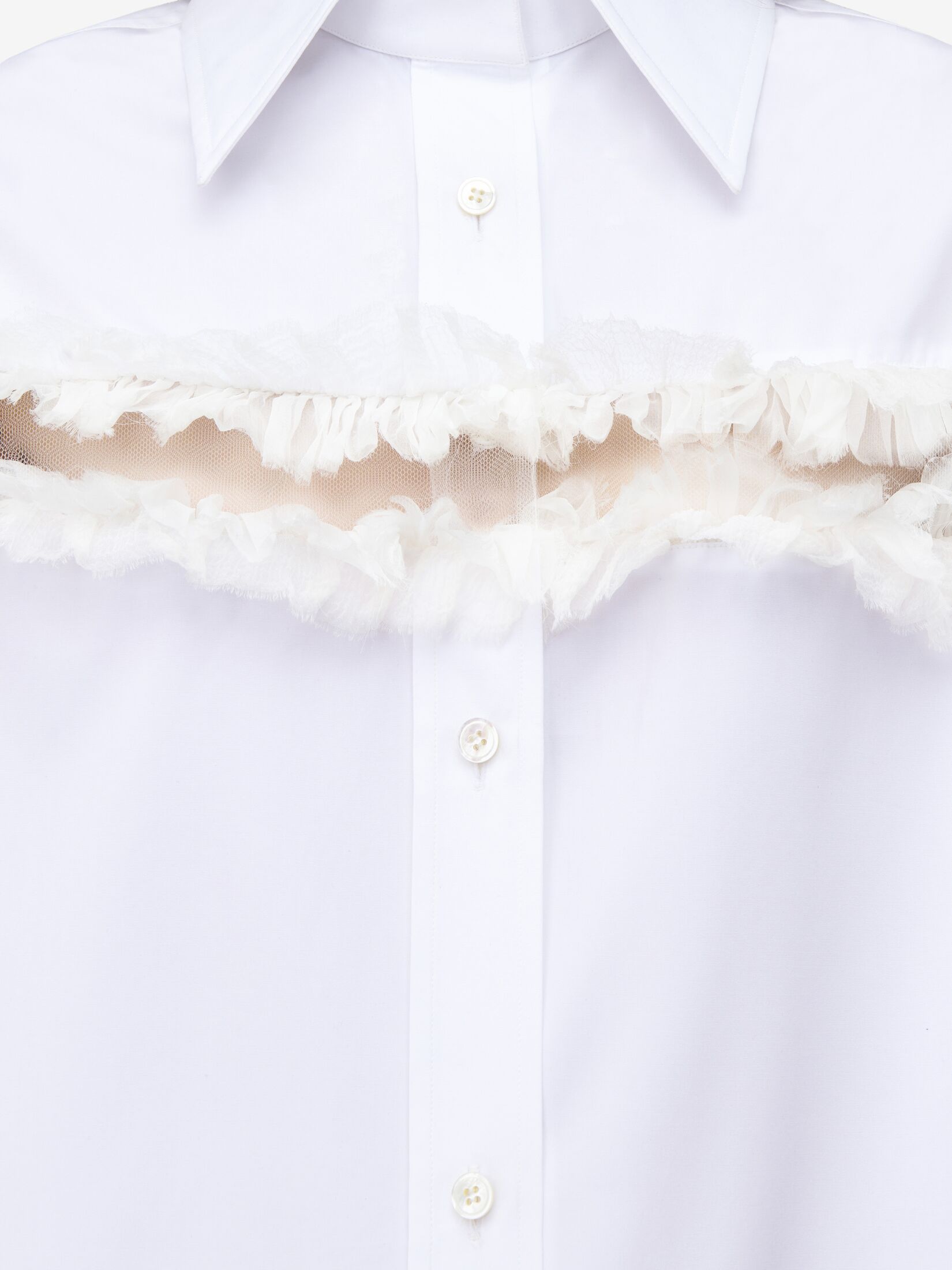 Alexander Mcqueen Slashed Creponne Detail Oversized Shirt In Optic White