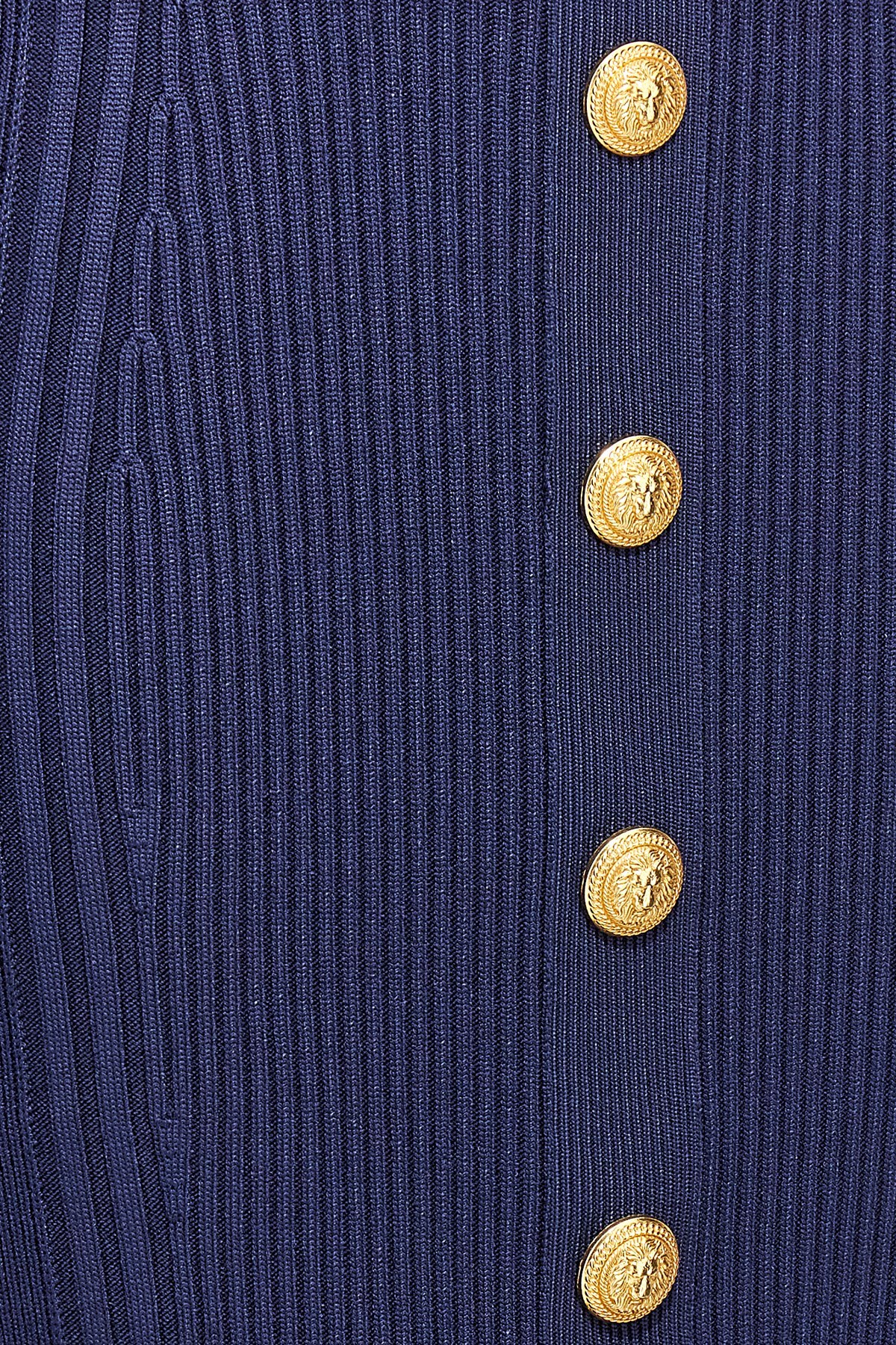 Balmain Blue Pencil Skirt With Gold Buttons In Blue
