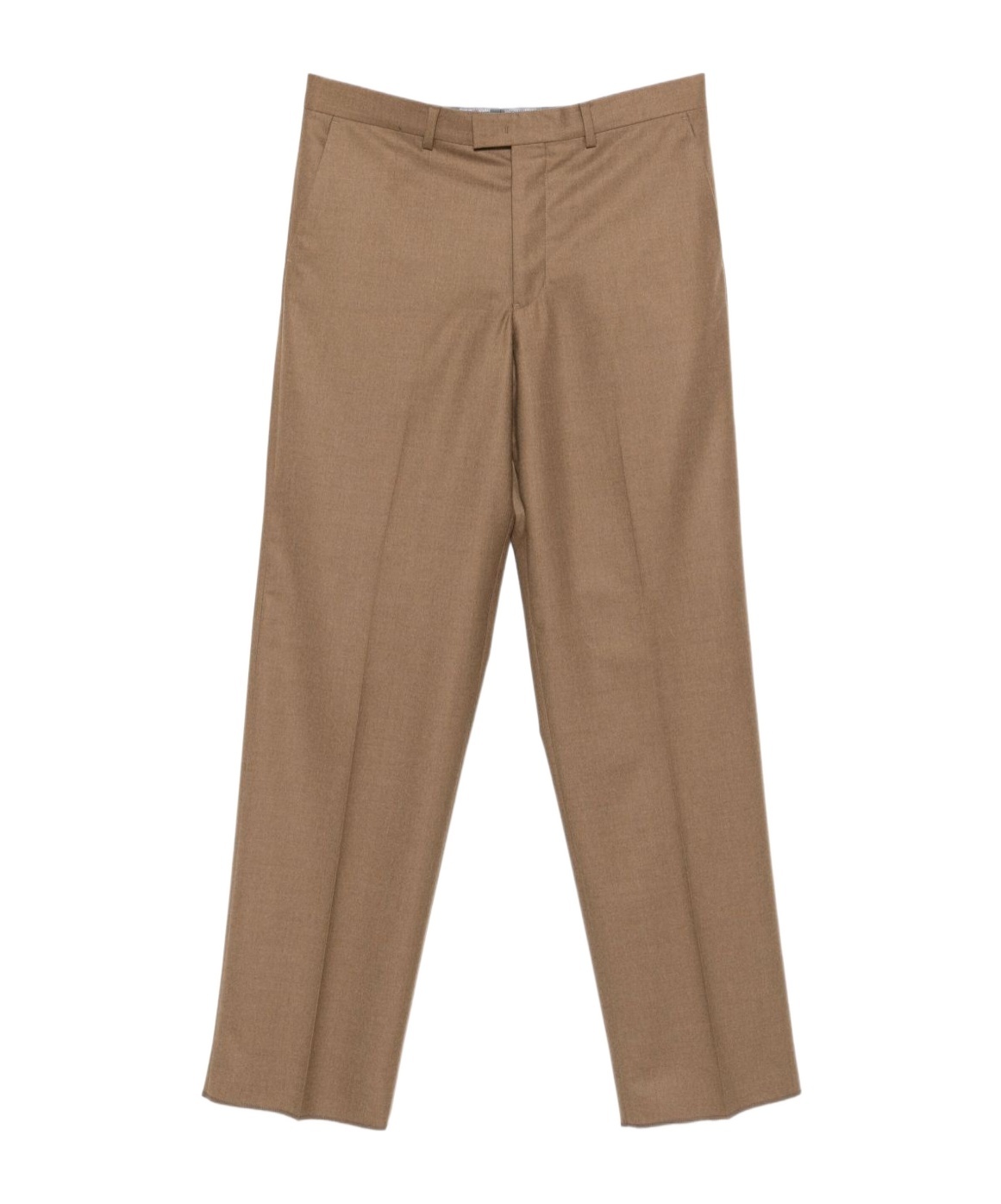 Emporio Armani Tailored Wool Trousers With Pockets And Crease In Brown