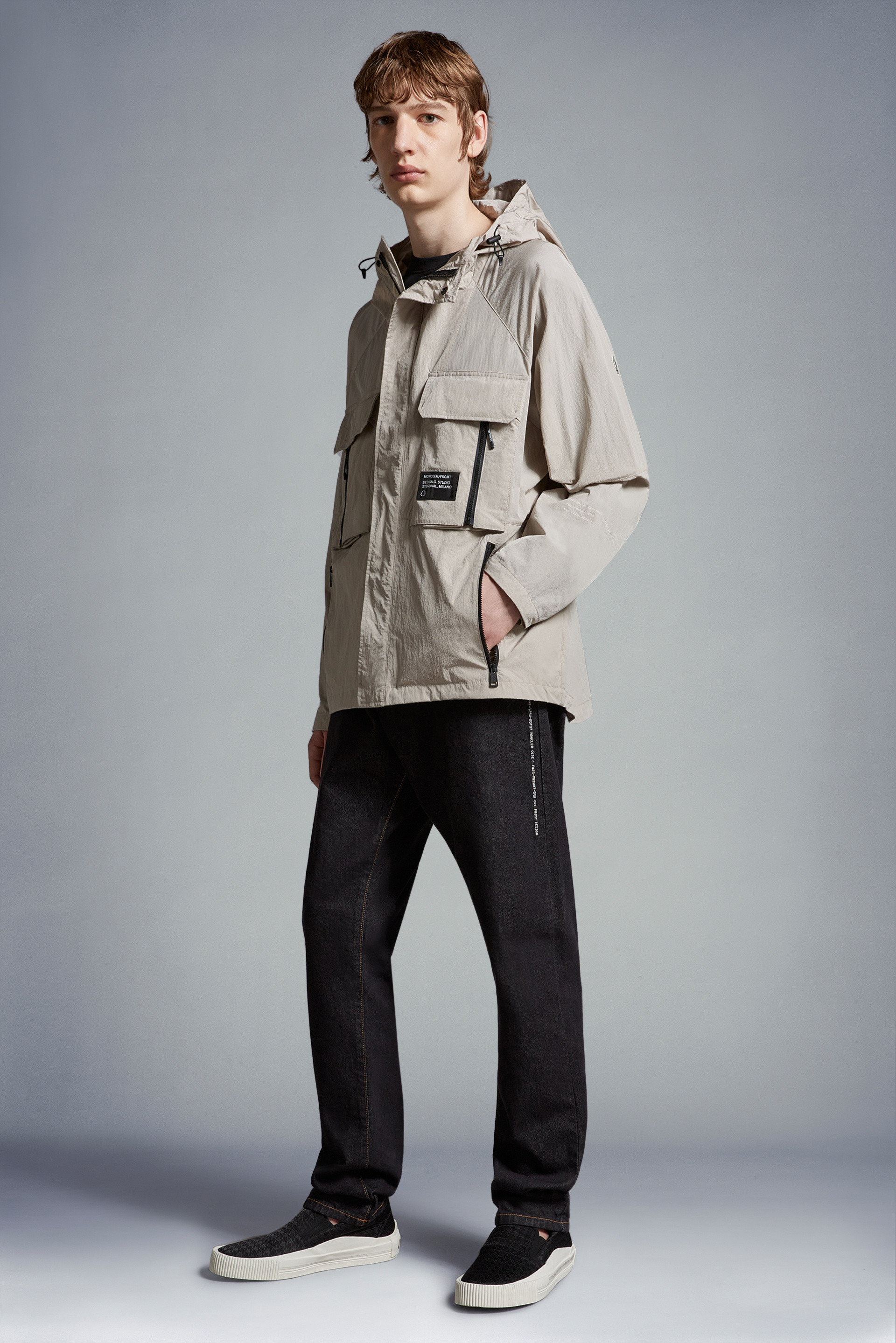 Moncler X Frgmt Dotter Short Trench Coat In Gray