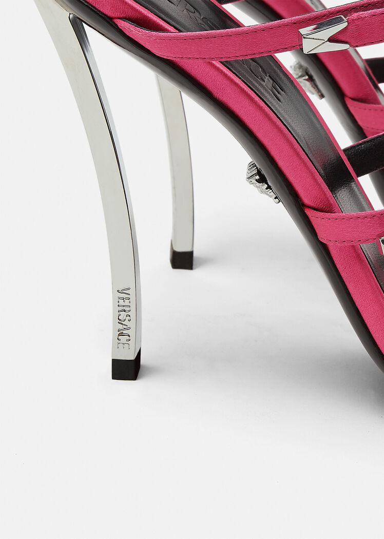 Versace Pin-point 120mm Strappy Sandals In Pink