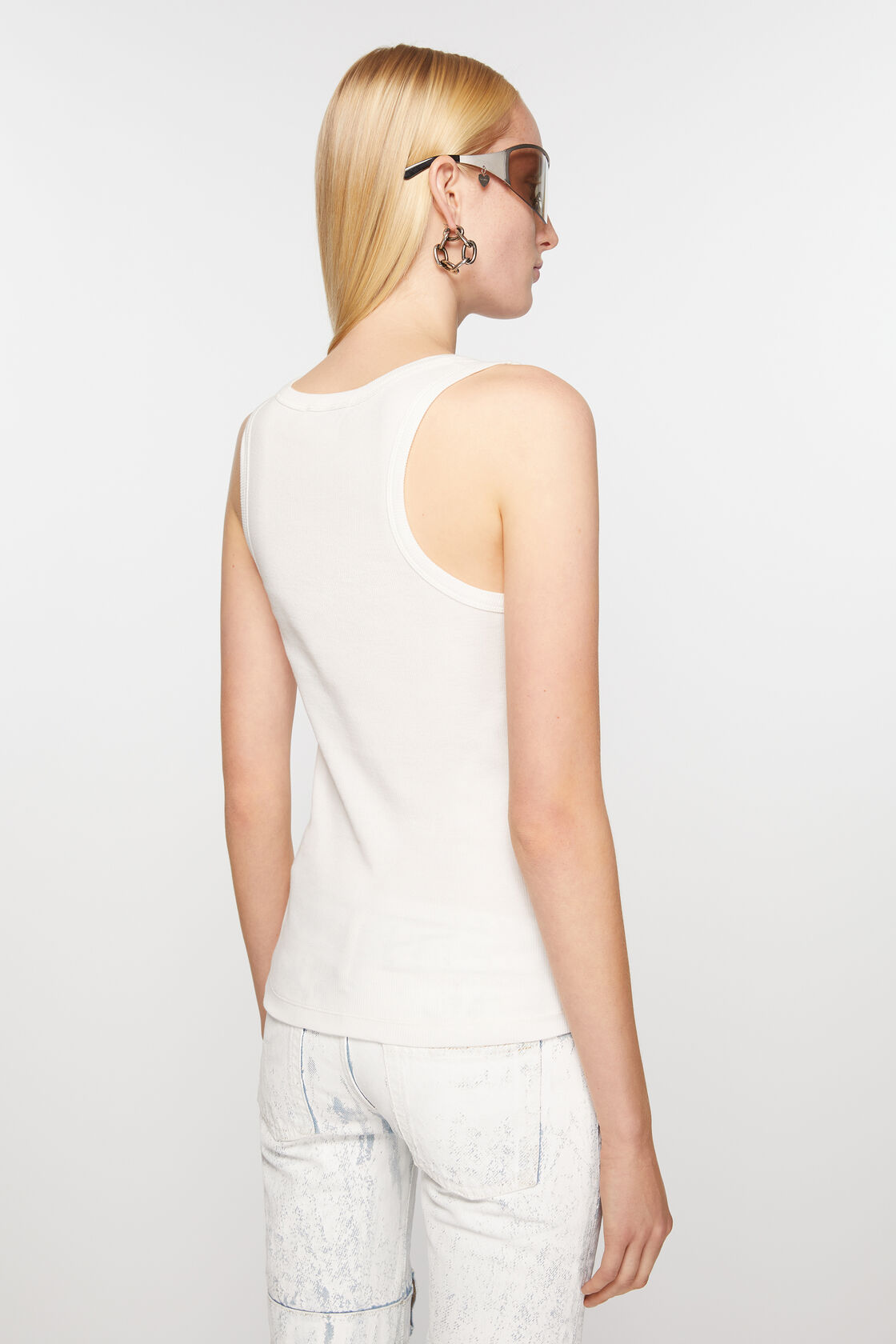 Acne Studios Fine-ribbed Cotton Top In White