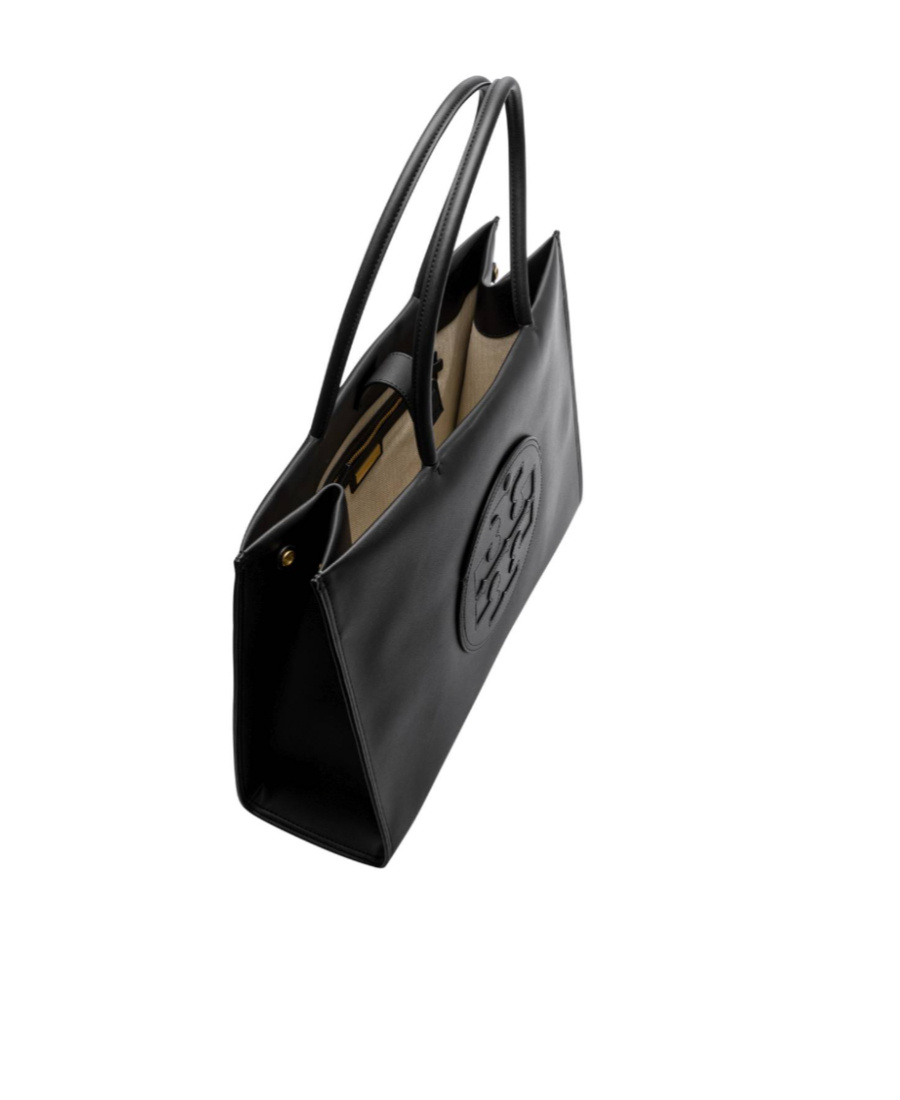Tory Burch Ella Tote Bag In Black Leather In Black