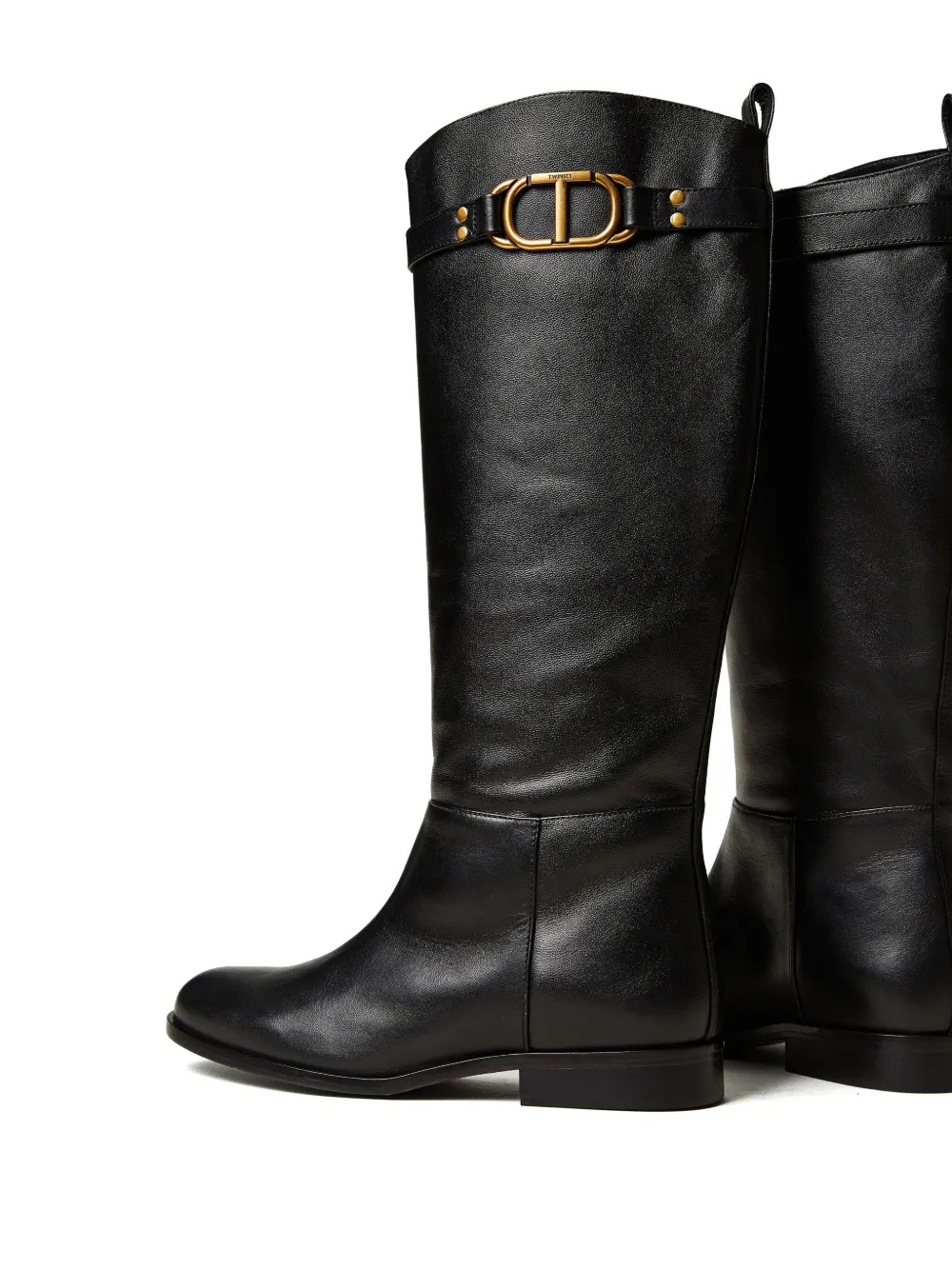 Shop Twinset Oval T Leather Boots