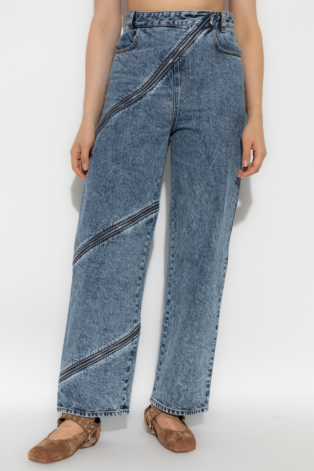 Alaïa Jeans With Belt Loops In Blue