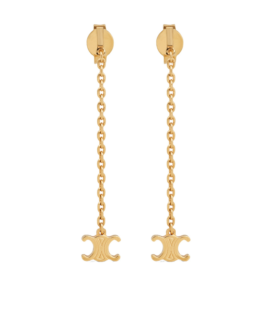 Celine Triomphe Mini Triomphe Earrings In Brass With Gold Finish