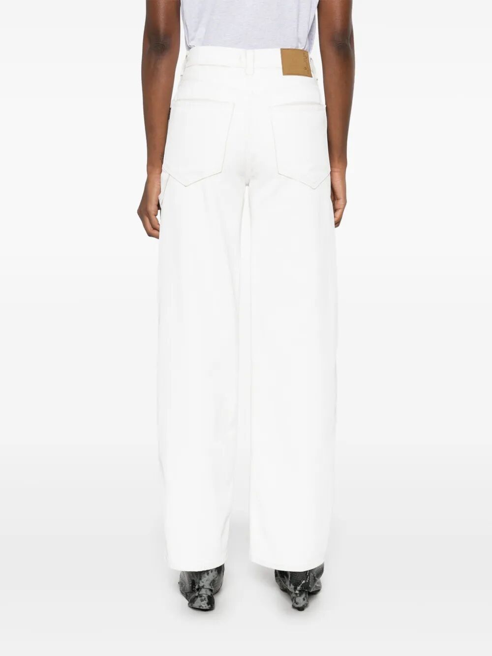 Haikure Denim Trousers With Belt Loops In White