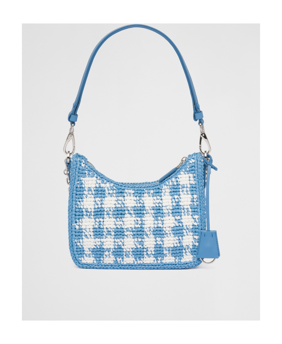 Prada Re-edition Raffia Mini-bag In Light Blue