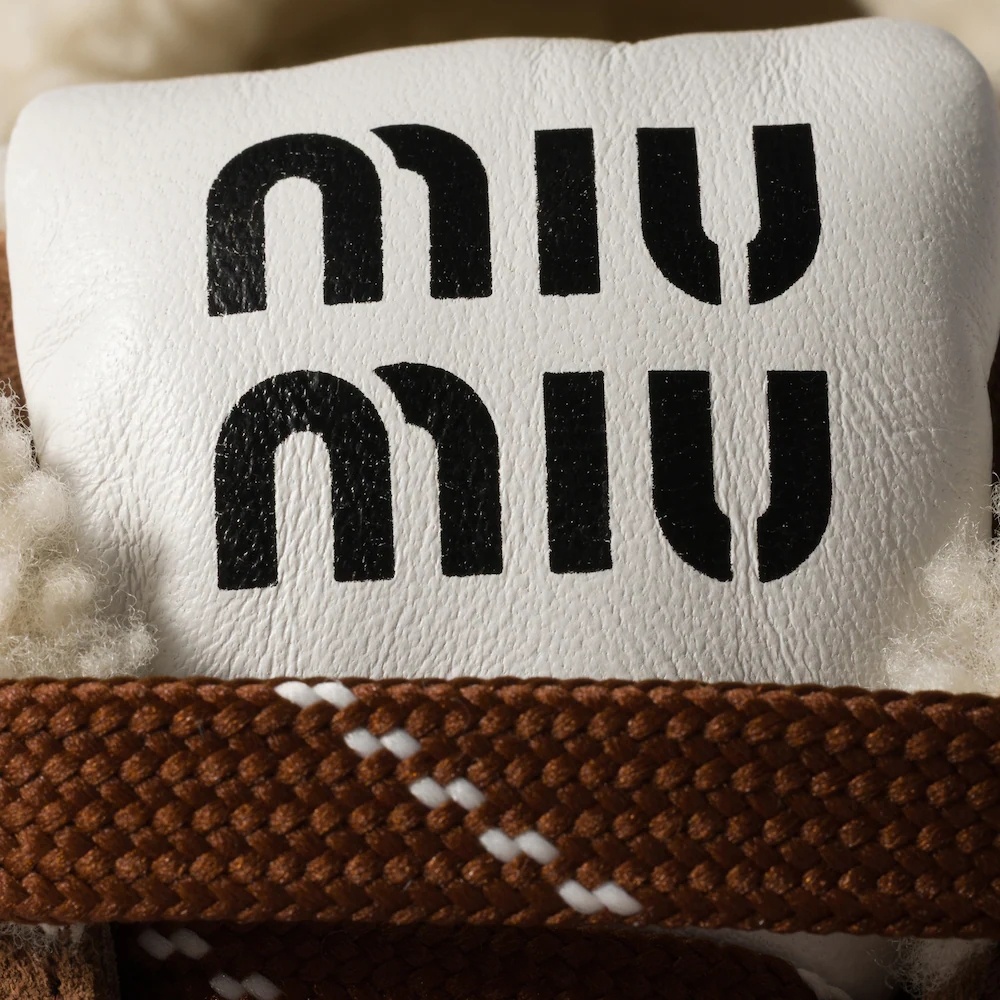 Miu Miu Suede And Shearling Sneakers In Brown