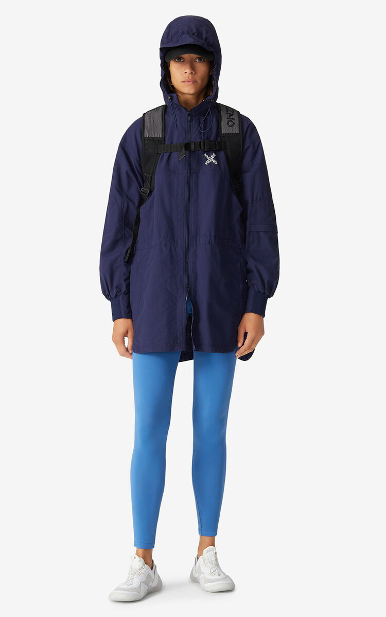Kenzo Logo-print Hooded Raincoat In Black