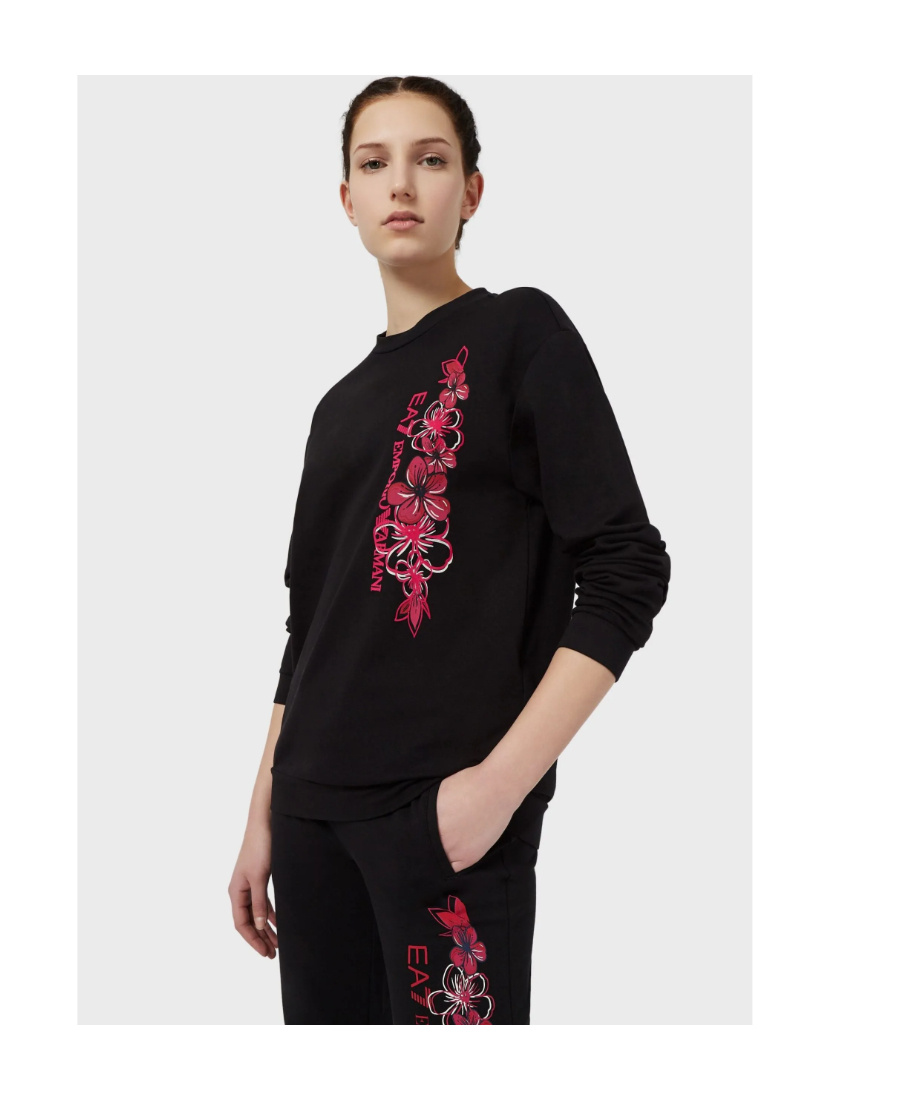 EMPORIO ARMANI FLORAL-PRINT COTTON SWEATSHIRT