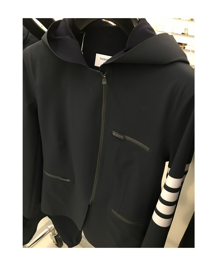 Thom Browne 4-bar Tech Compression Zip-up Jacket In Black