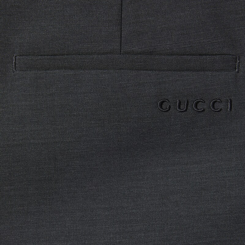 Gucci Oversize Low Waist Petite Fit Wool Pant In Black