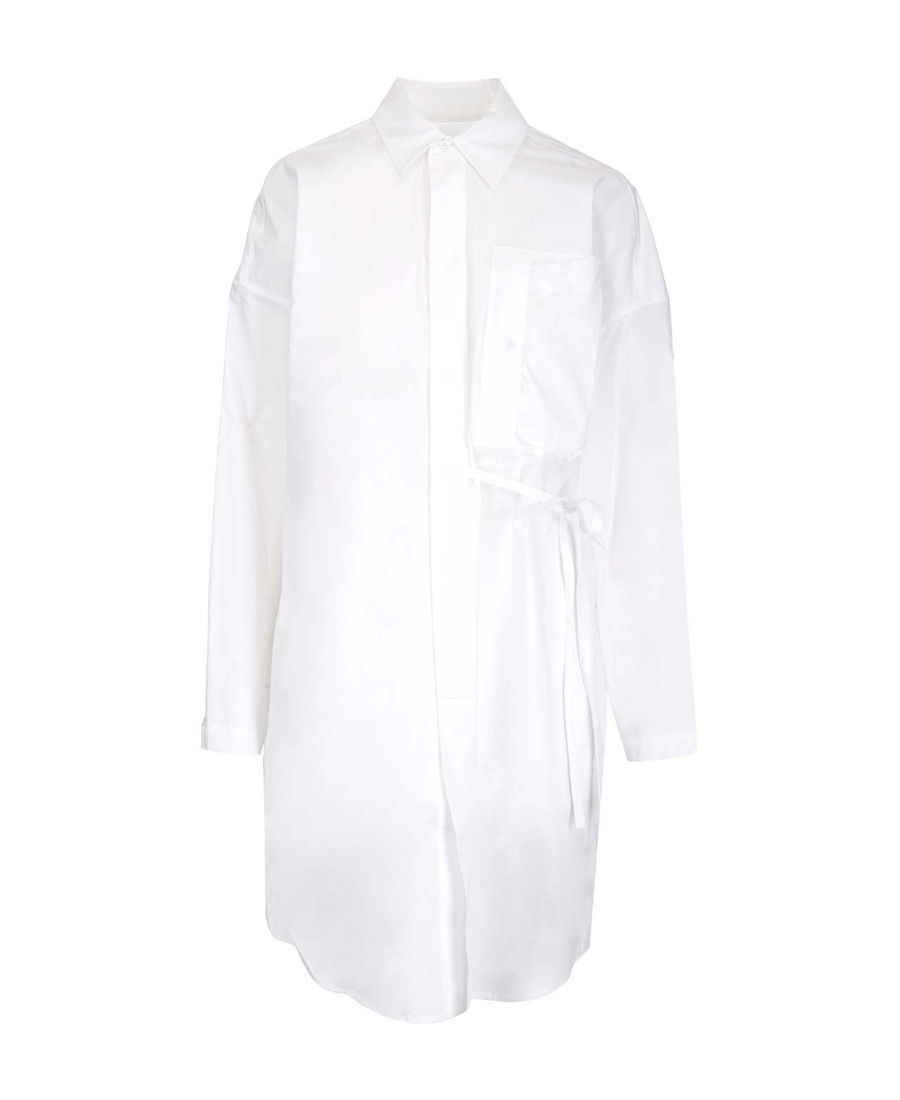 Ambush Oversized Waist-tie Shirt Dress In White