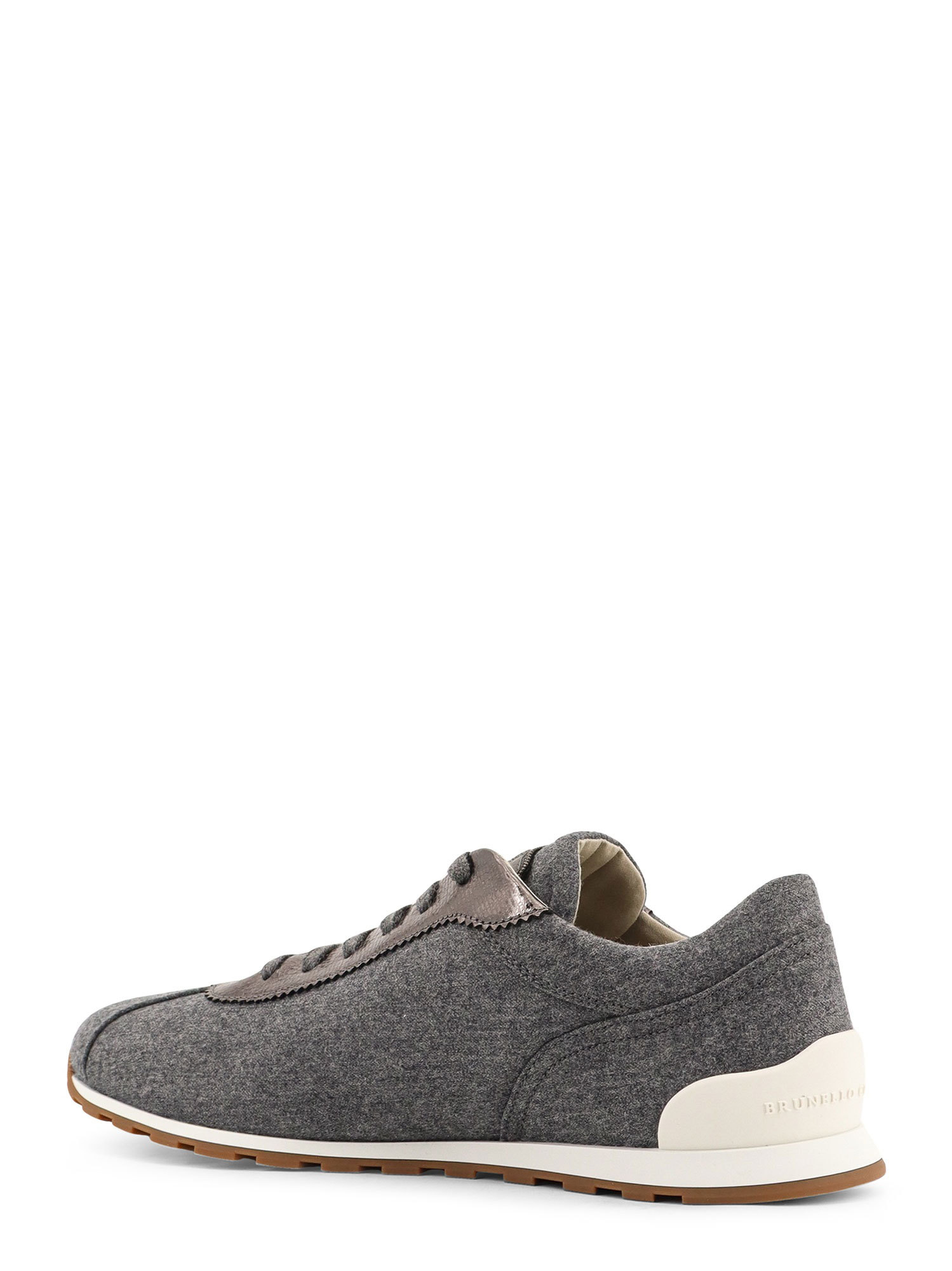 Brunello Cucinelli Women Low-top Wool Flannel Sneakers With Leather Profiles In Black