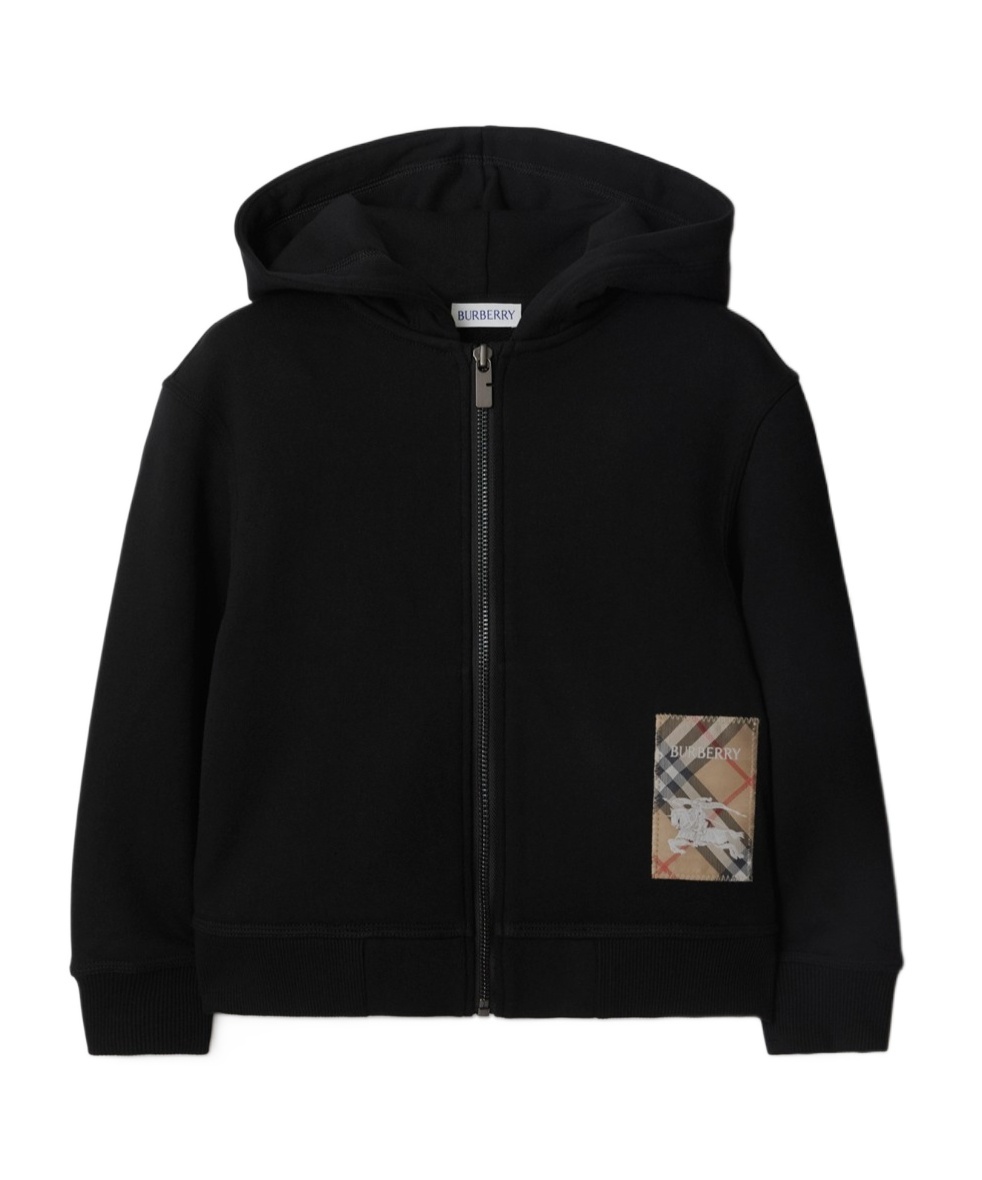 BURBERRY CHECKED-PATCH HOODIE