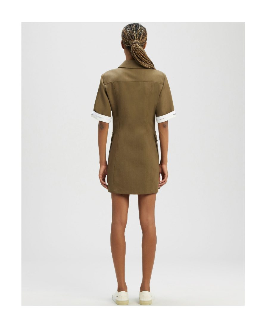 Palm Angels Reverse Logo-band Minidress In Green