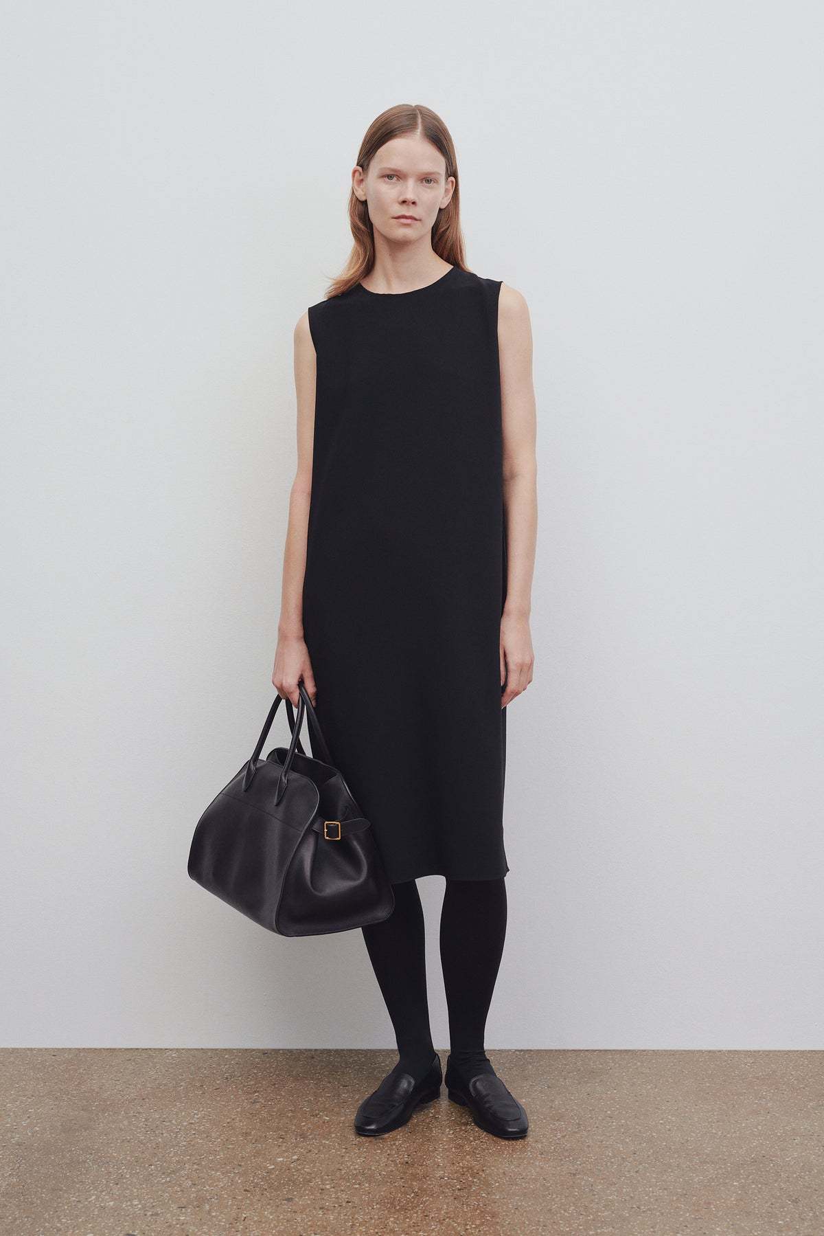The Row Mirna Double Face Cady Shift Dress In Black