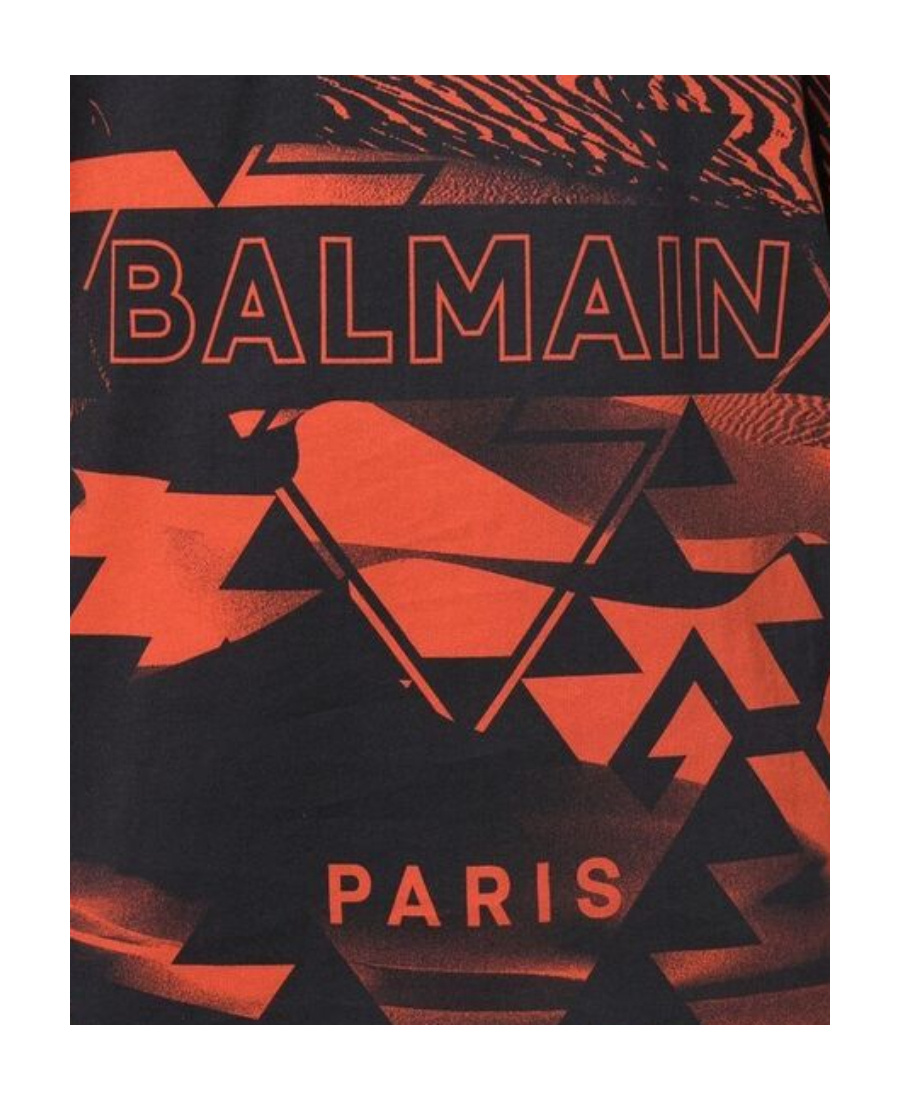 Balmain All Over Printed T-shirt With Logo In Black