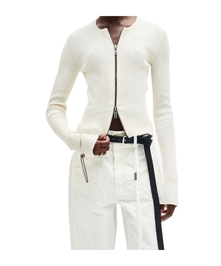 Ann Demeulemeester Cropped Zip-up Cardigan In White