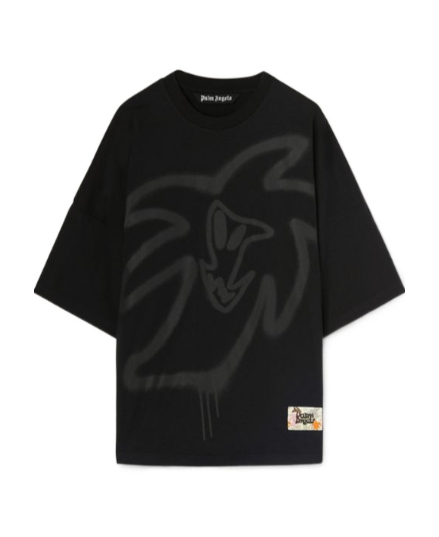 Palm Angels Graffiti-print Organic Cotton T-shirt In Black