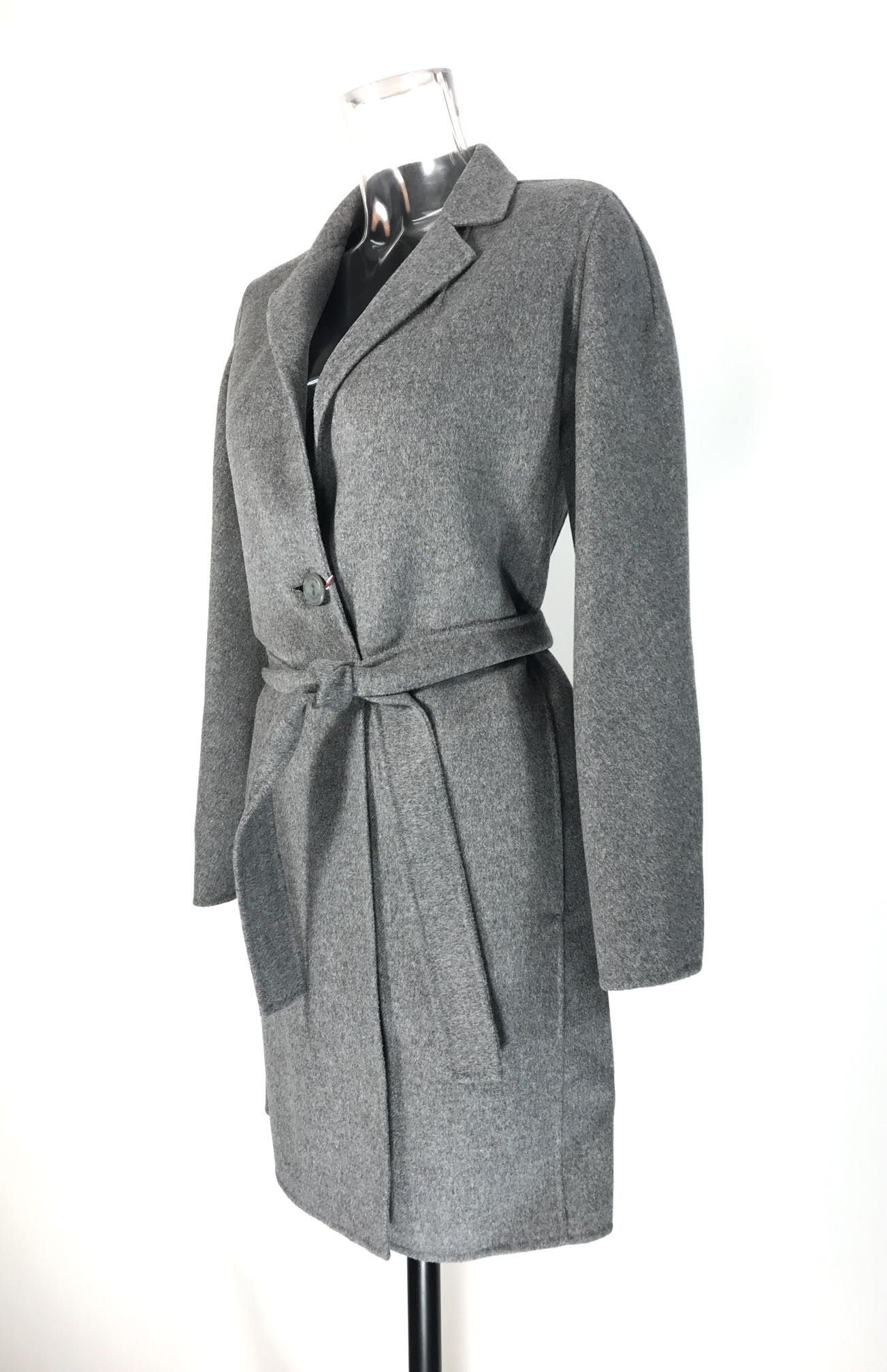 Max Mara Lace-up Coat In Gray