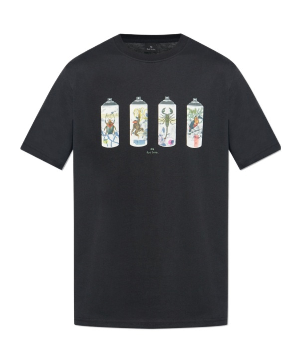 Shop Ps By Paul Smith Spray Cans-print T-shirt In Black