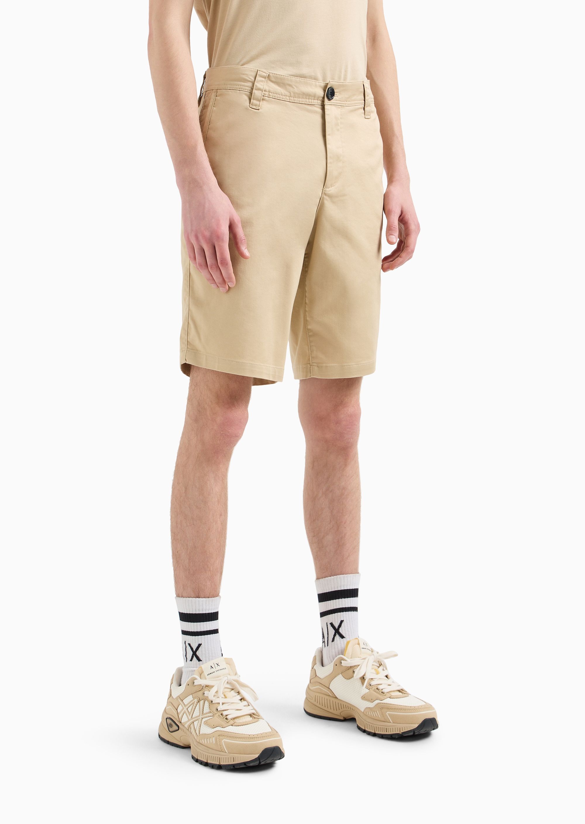 Armani Exchange Mid-rise Chino Shorts In Nude