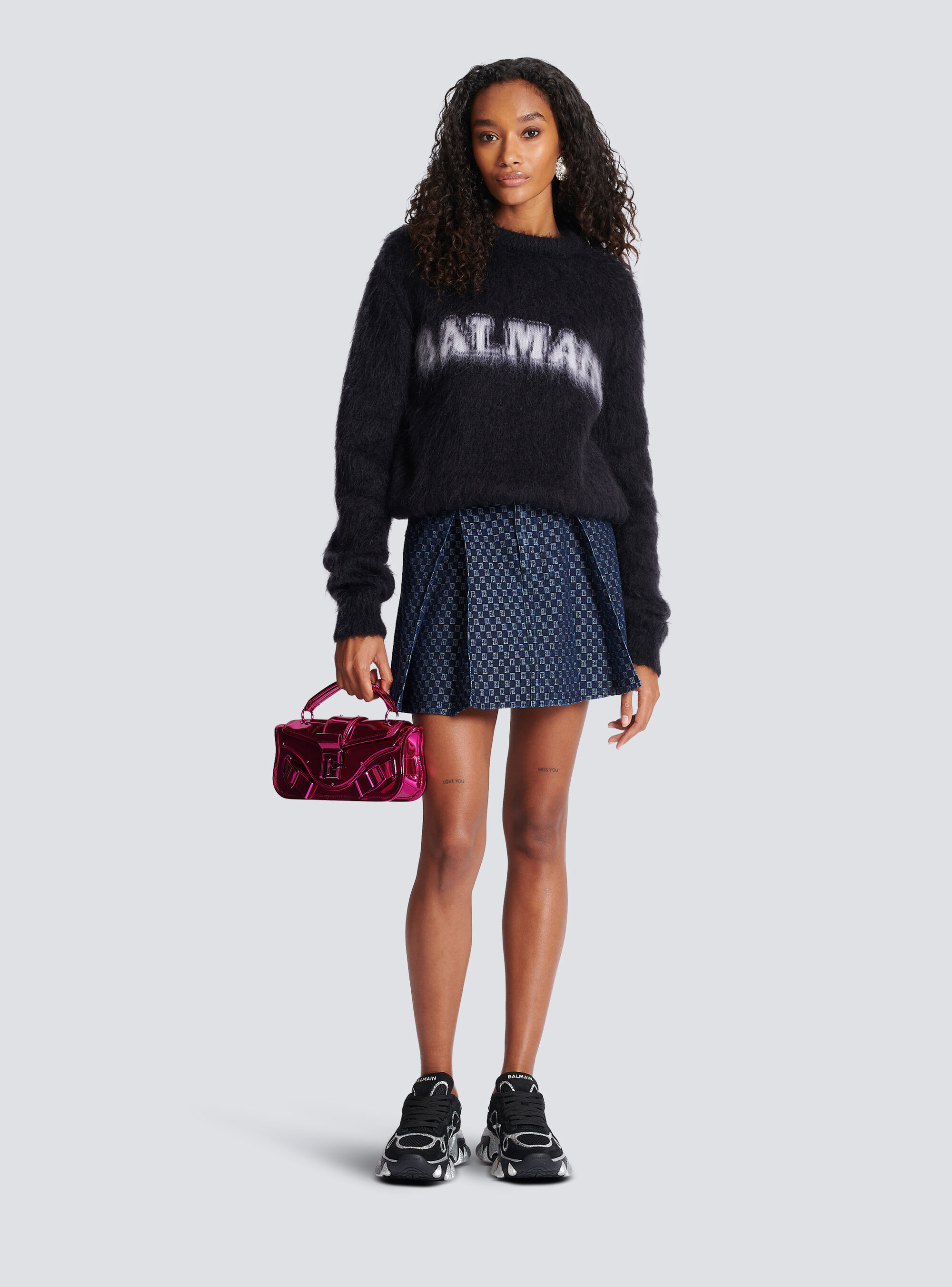 Balmain Black Mohair Sweatshirt In Black