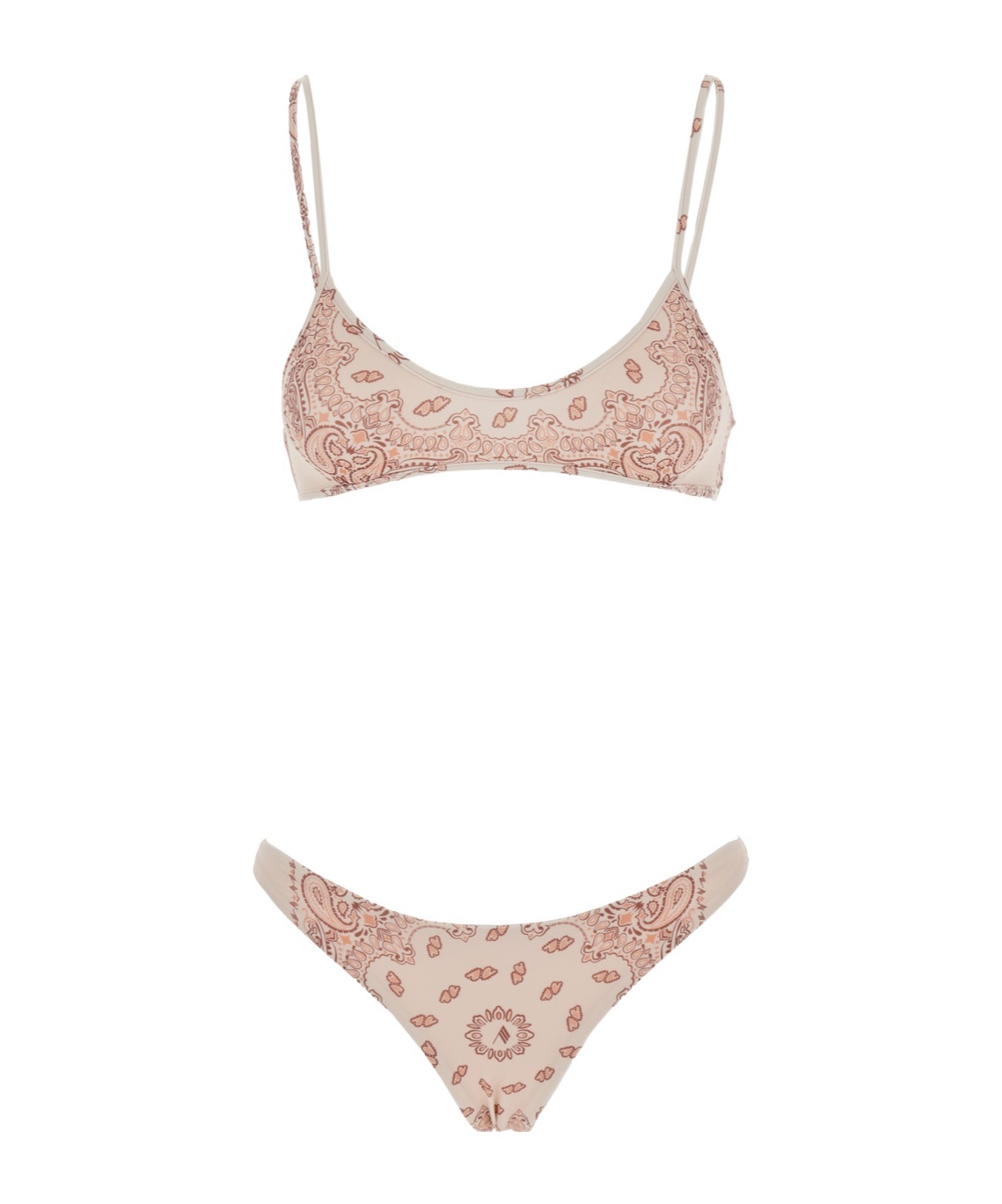 Attico Pink Bikini With Spaghetti Straps And All-over Print In Tech Fabric Stretch Woman In Burgundy