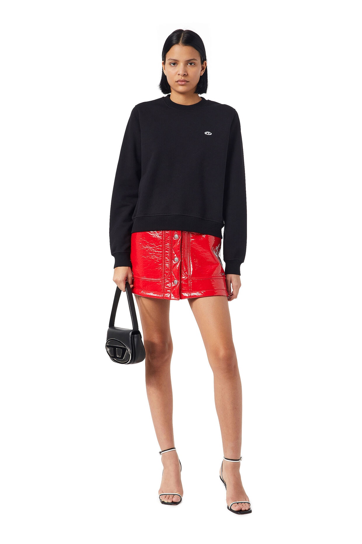 Diesel Mini Shoulder Bag In Soft Nappa Leather With Logo Detail In Black