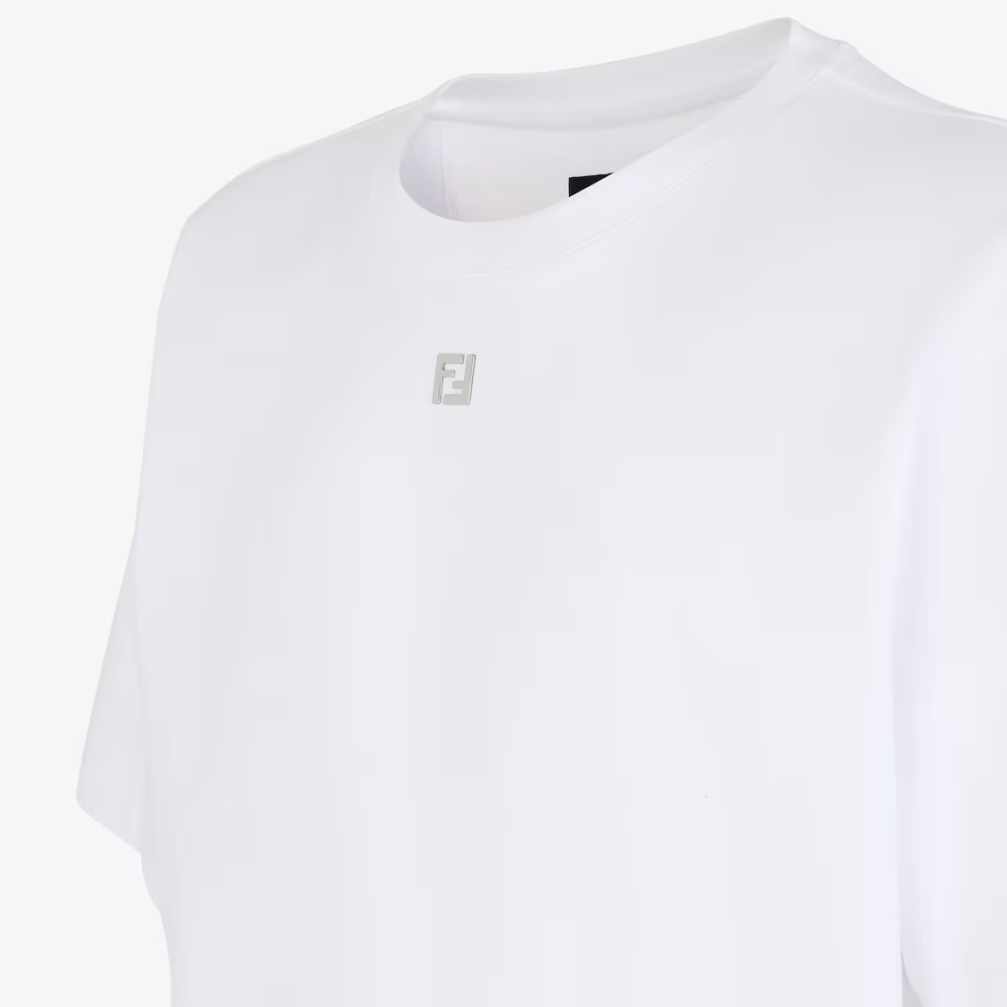 Fendi Ff-plaque Cotton T-shirt In White