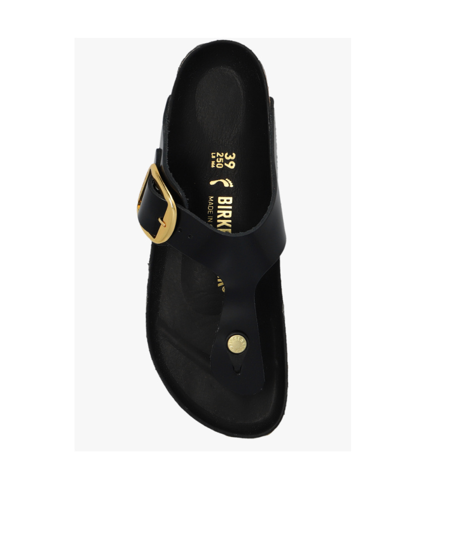 Birkenstock Gizeh Big Buckle High-shine Black Leather Toe Post Sandals