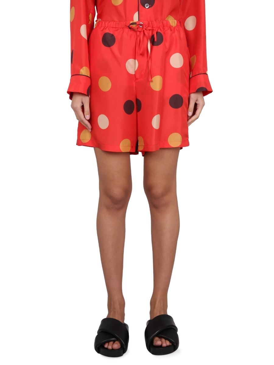 Shop Aspesi Polka-dot Drawstring Shorts
