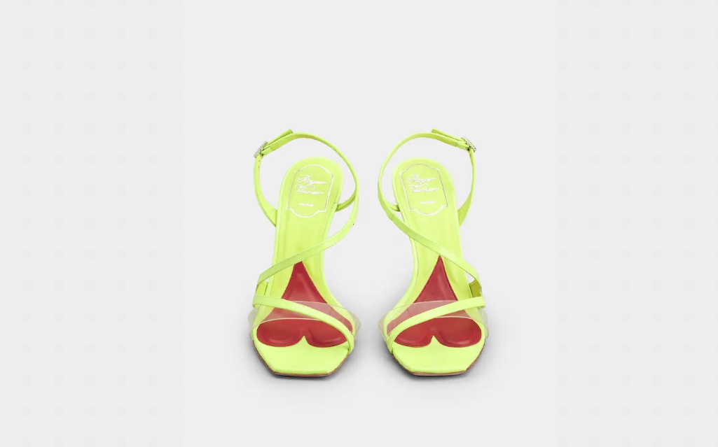 Roger Vivier Logo High-heeled Sandals In Yellow