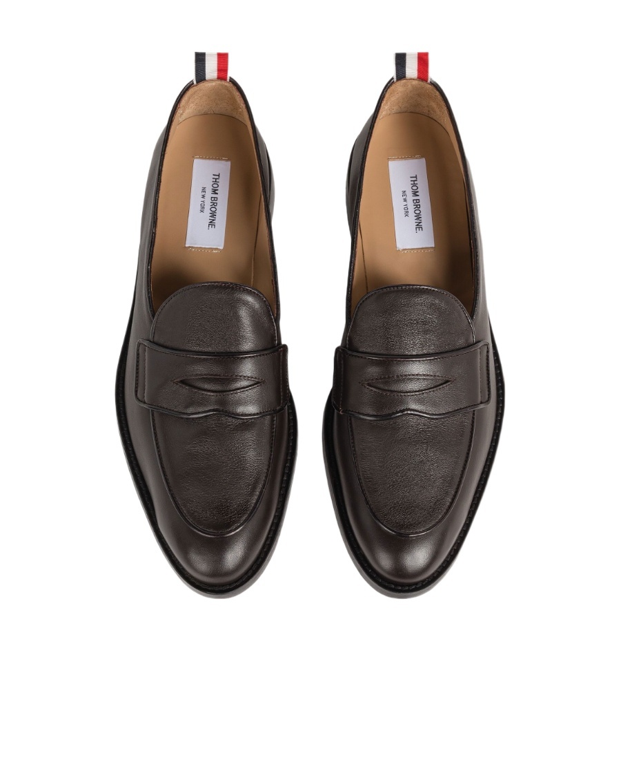 Thom Browne Grosgrain-loop Trim Loafers In Brown